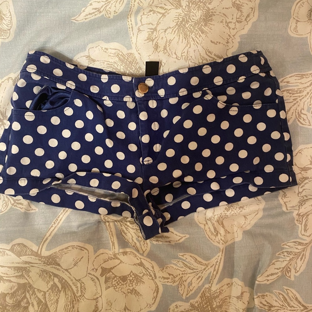 Dark Blue Polka Dot Shorts